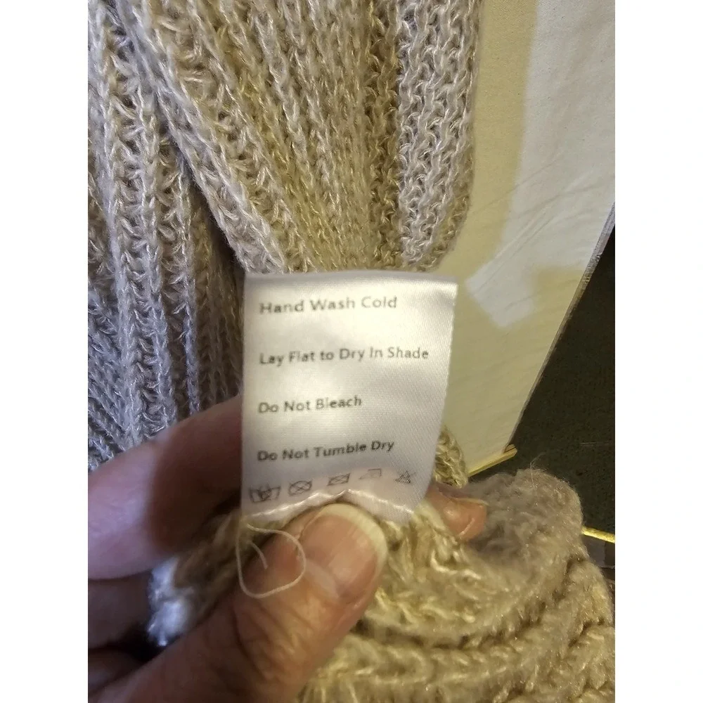 Pink Lili Xs Women's Cardigan Sweater Long Beige Open Front Long Sleeve - Picture 7 of 9